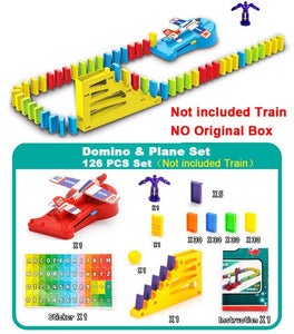 Automatic Domino Brick Laying Toy Train Car with sound light Elevator Springboard Bridge Catapult dominoes Set gift for Children