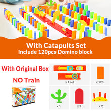 Load image into Gallery viewer, Automatic Domino Brick Laying Toy Train Car with sound light Elevator Springboard Bridge Catapult dominoes Set gift for Children