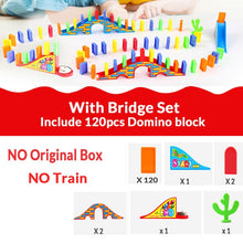 Load image into Gallery viewer, Automatic Domino Brick Laying Toy Train Car with sound light Elevator Springboard Bridge Catapult dominoes Set gift for Children