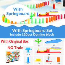 Load image into Gallery viewer, Automatic Domino Brick Laying Toy Train Car with sound light Elevator Springboard Bridge Catapult dominoes Set gift for Children