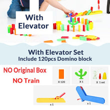 Load image into Gallery viewer, Automatic Domino Brick Laying Toy Train Car with sound light Elevator Springboard Bridge Catapult dominoes Set gift for Children